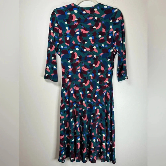 Leota “Noleena” Faux Wrap Style Abstract Print A-Line Dress Women’s Size Medium - Picture 4 of 7